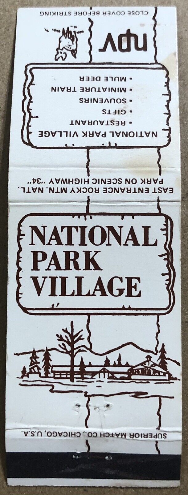 Vintage 20 Strike Matchbook Cover - National Park Village Rocky Mountains   B