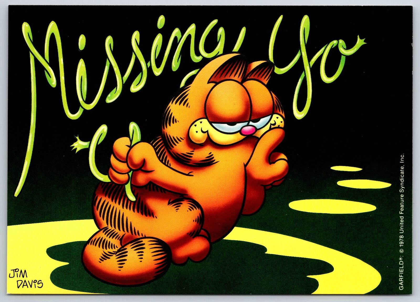 Garfield Comic~Jim Davis Illustration~Missing You~Cat W/ Balloon~Continental PC