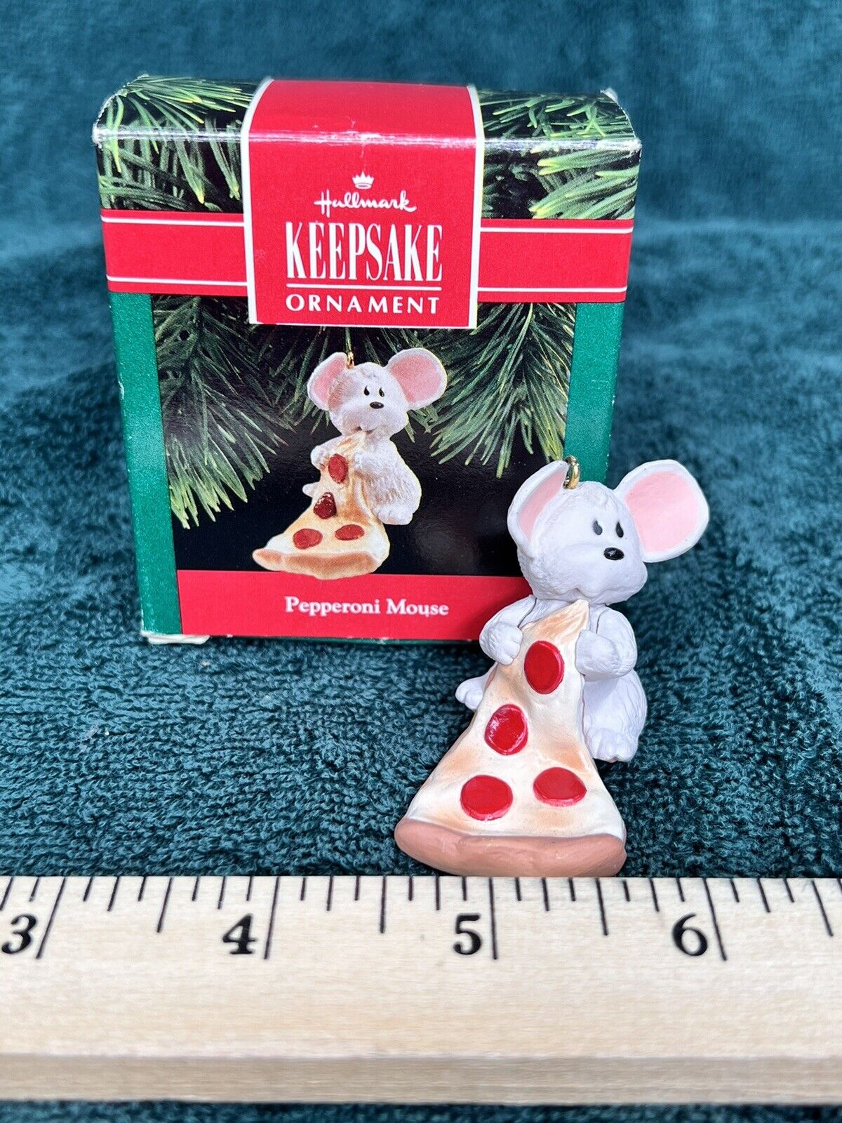 Vintage Hallmark Keepsake Pepperoni Mouse Ornament In Original Box 1990 Pizza