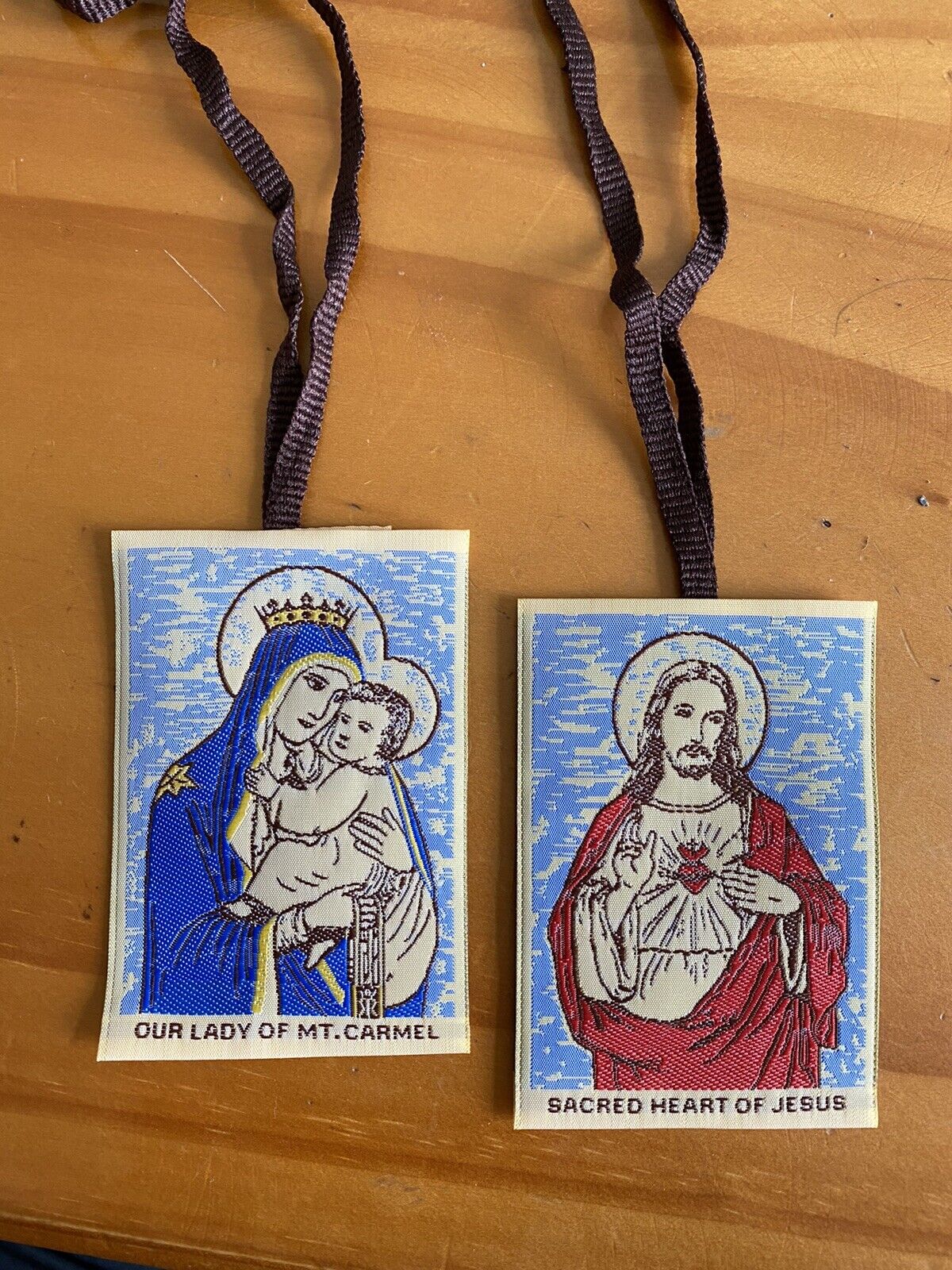 Scapulars of Our Lady of Mt. Carmel (traditional) Sacred Heart 2x3inch