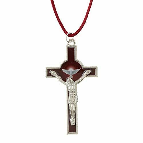 Autom Confirmation Necklace with Come Holy Spirit Red Crucifix Pendant, 22 Inch