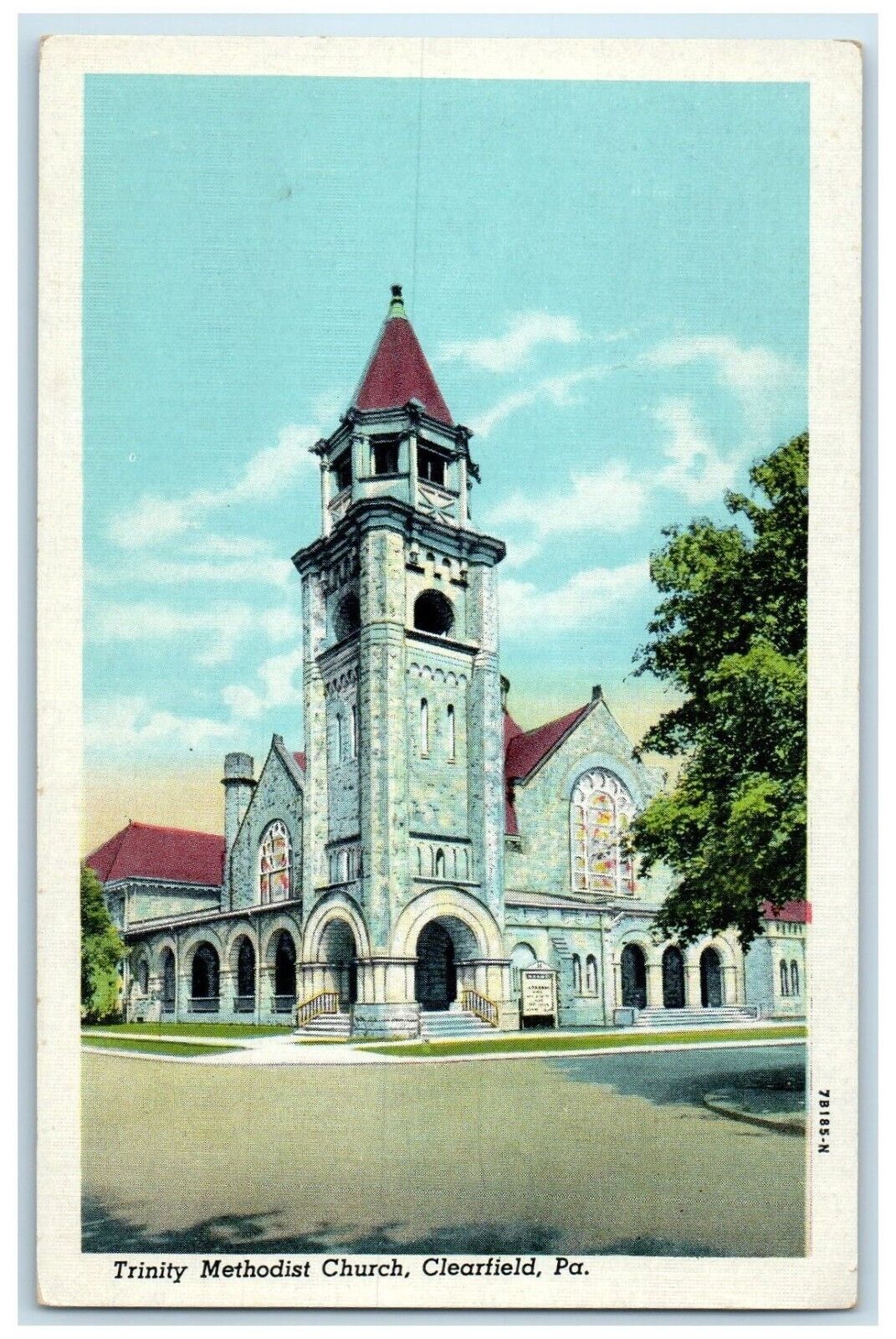 c1940 Trinity Methodist Church Clearfield Pennsylvania Vintage Unposted Postcard