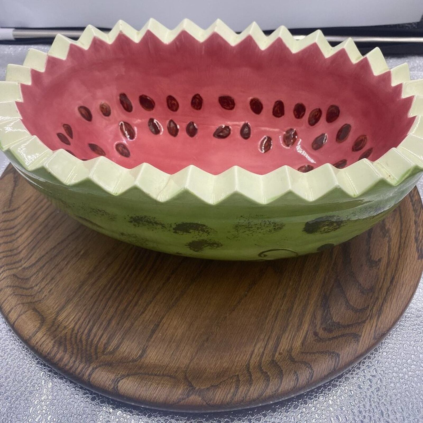 Vintage EK Watermelon Serving Bowl Planter Ceramic