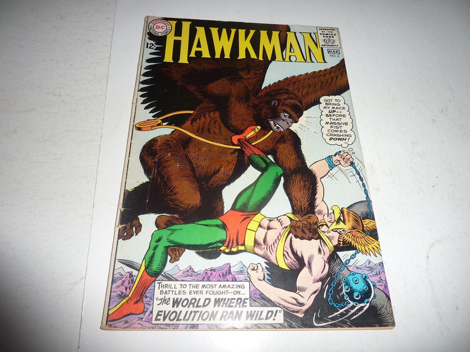 HAWKMAN #6 DC Comics 1965 World Where Evolution Ran Wild VG- 3.5 Complete Copy