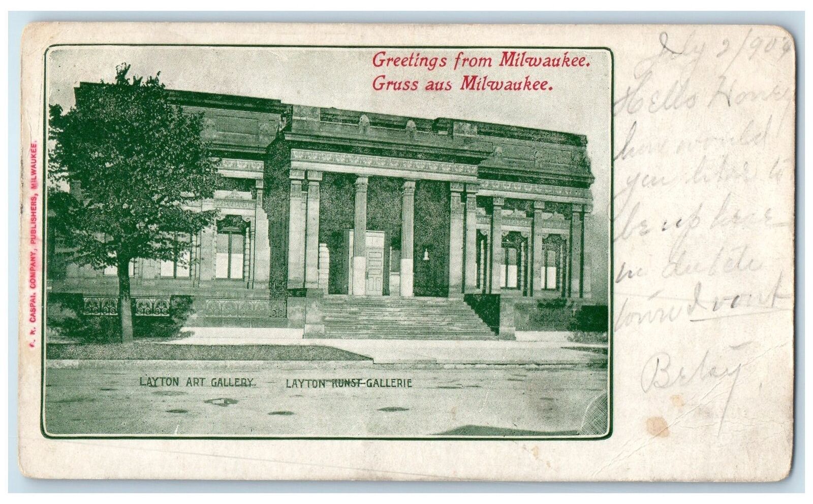 1904 Greetings From Milwaukee Gruss aus Milwaukee Gallery Wisconsin WI Postcard