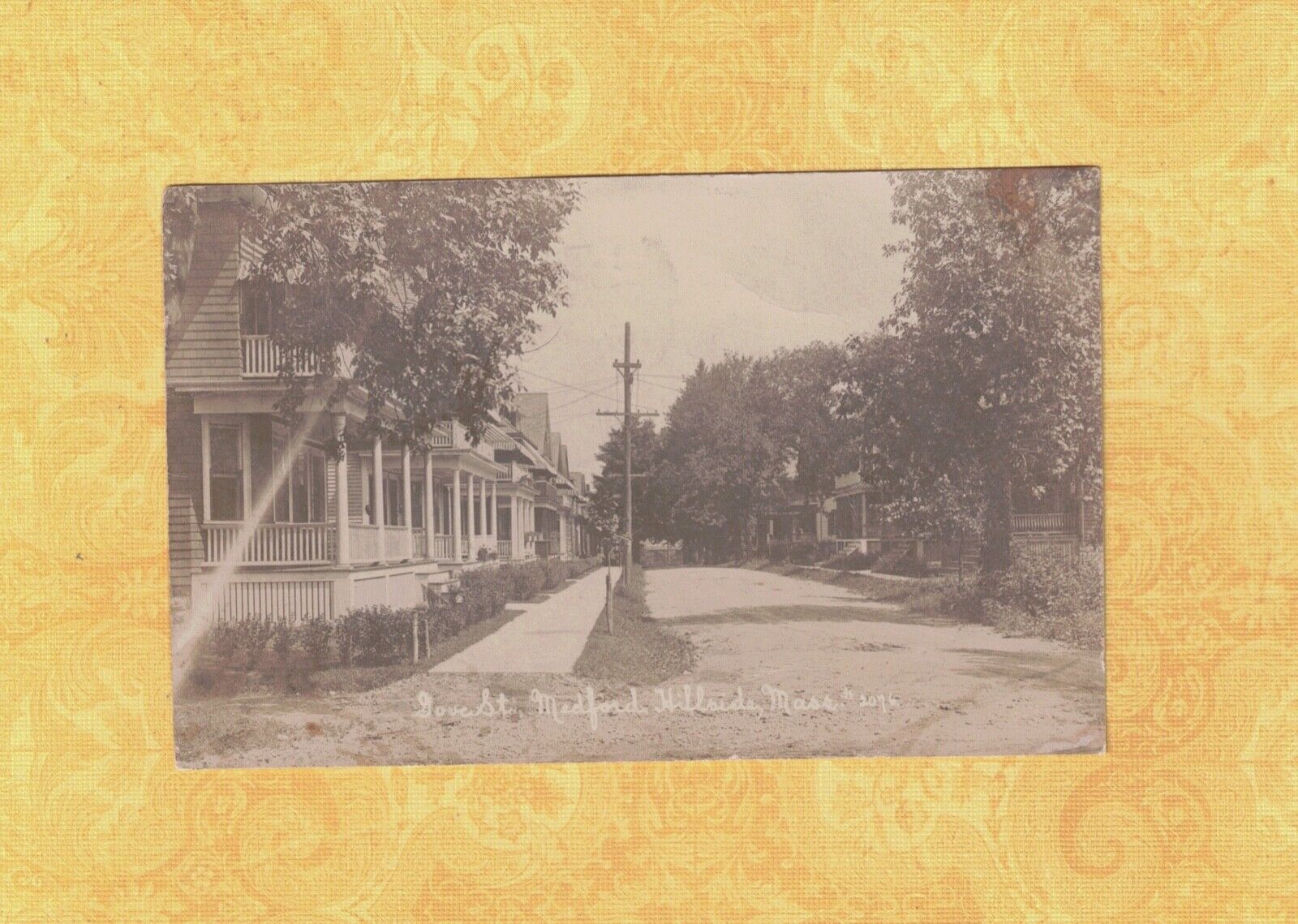 MA Medford rare 1916 RPPC real photo postcard HOMES ON DOVE ST HILLSIDE Mass