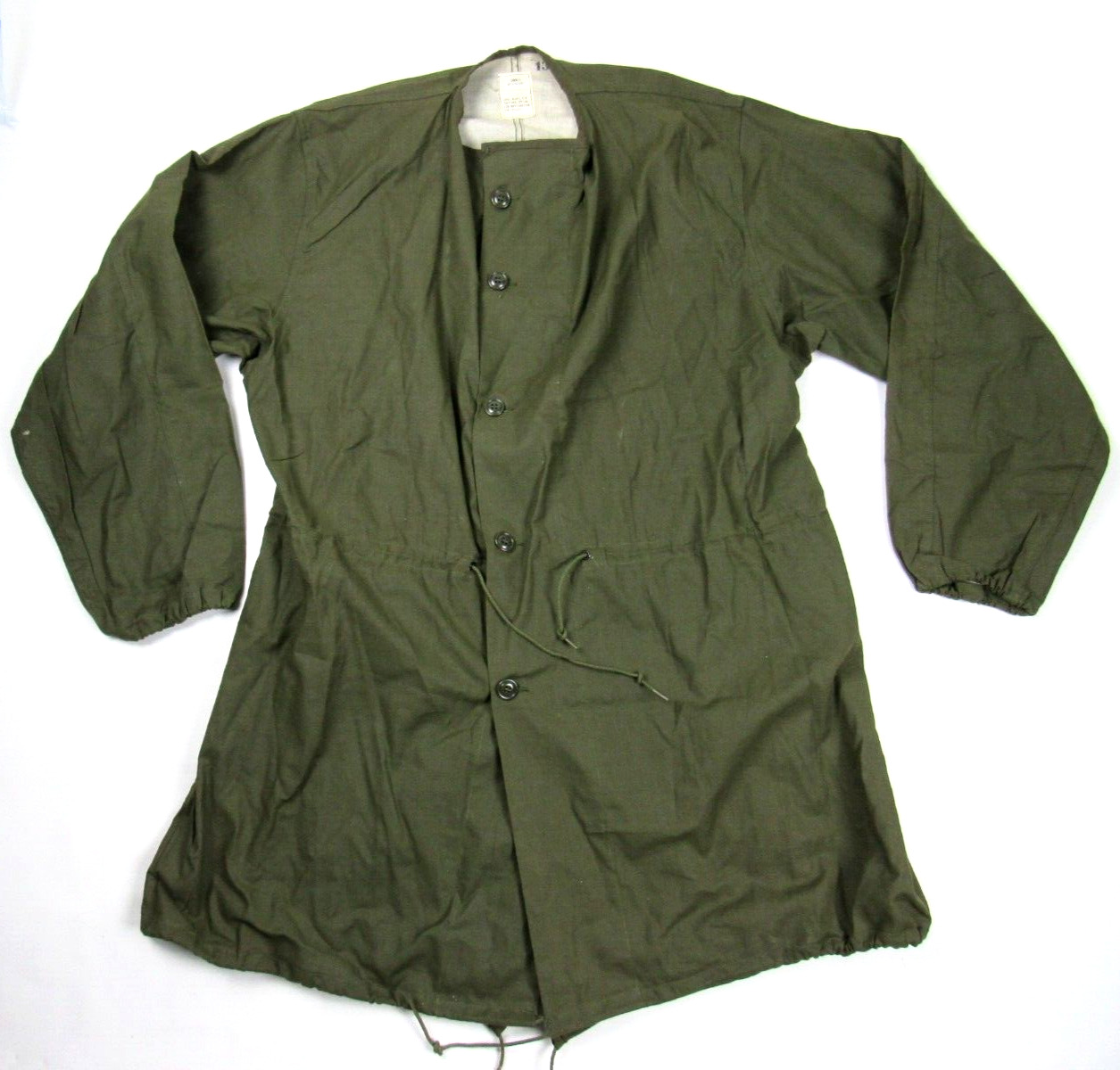 Vtg NOS 1962 US Military Coat Green Vesicant Gas Protective Fishtail Sz Small