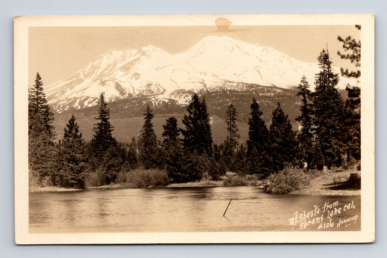 RPPC Scenic View Mt. Shasta from Abrams Lake CA Harwood Photo Postcard