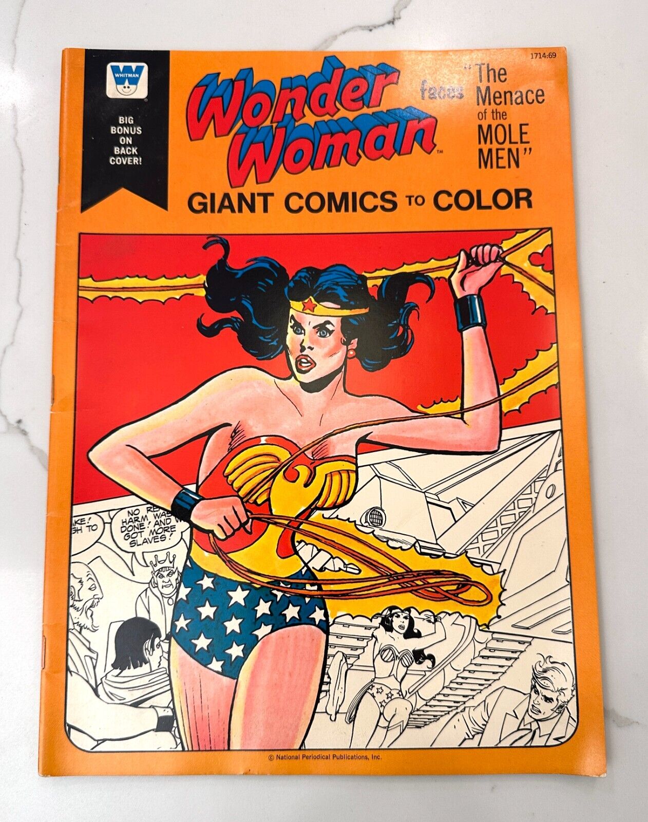 Wonder Woman Uncolored Vintage 1975 Whitman Giant Comics Coloring Book