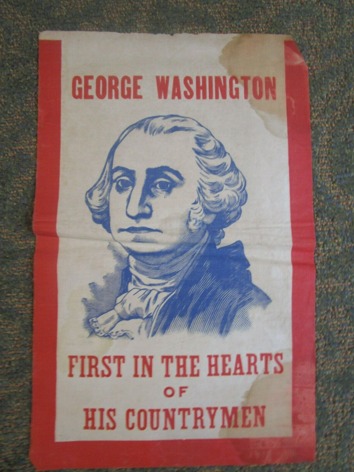 19th C Antique Political Linen Poster George Washington Centennial ?