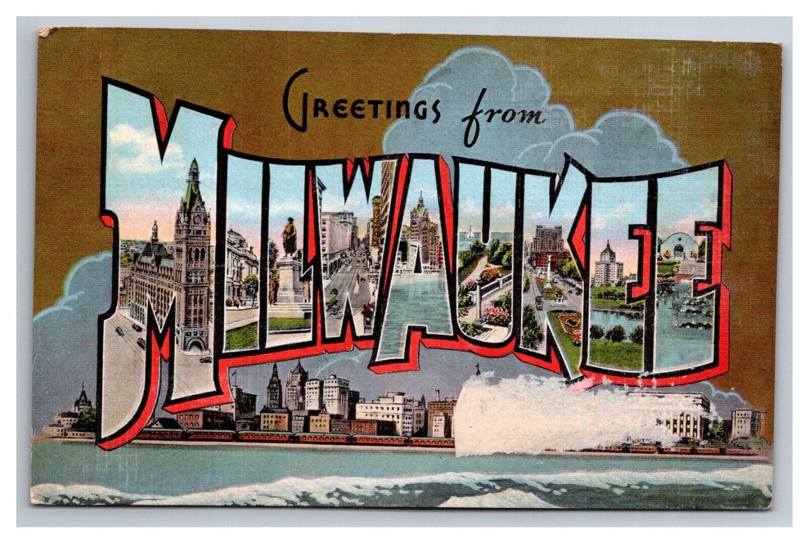 Postcard Milwaukee Wisconsin Greetings Large Letter Multiview