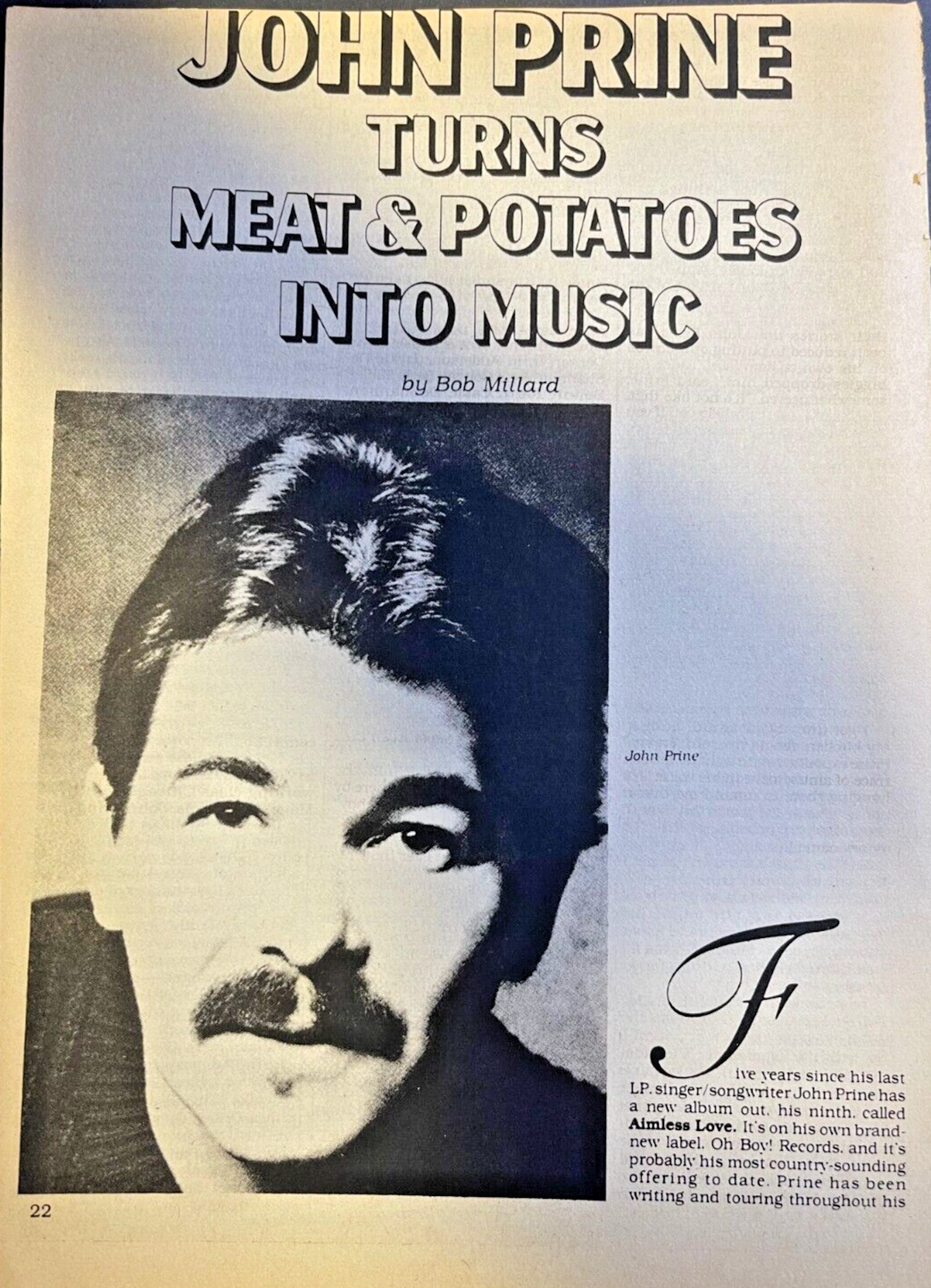 1986 Country Music Performer John Prine