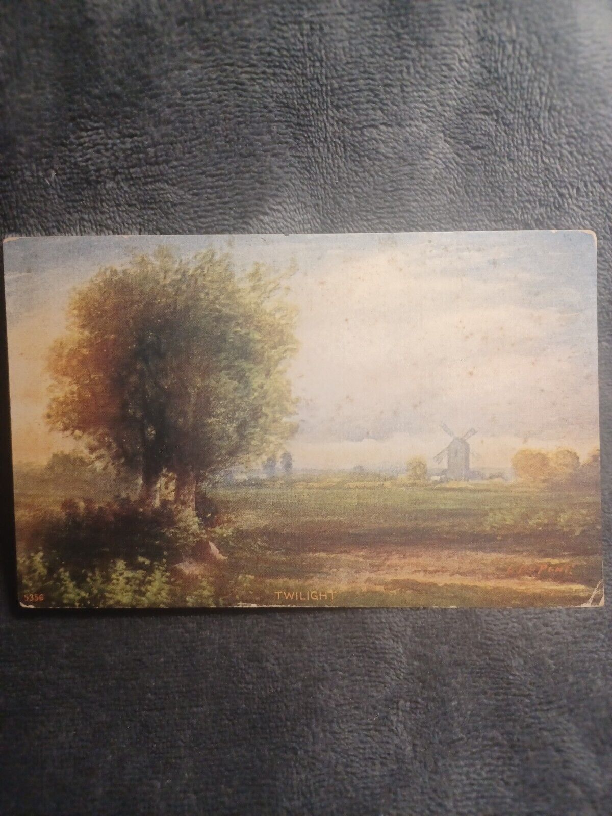Postcard  Unposted Unused \'Twilight\' Countryside View With Windmill And Trees