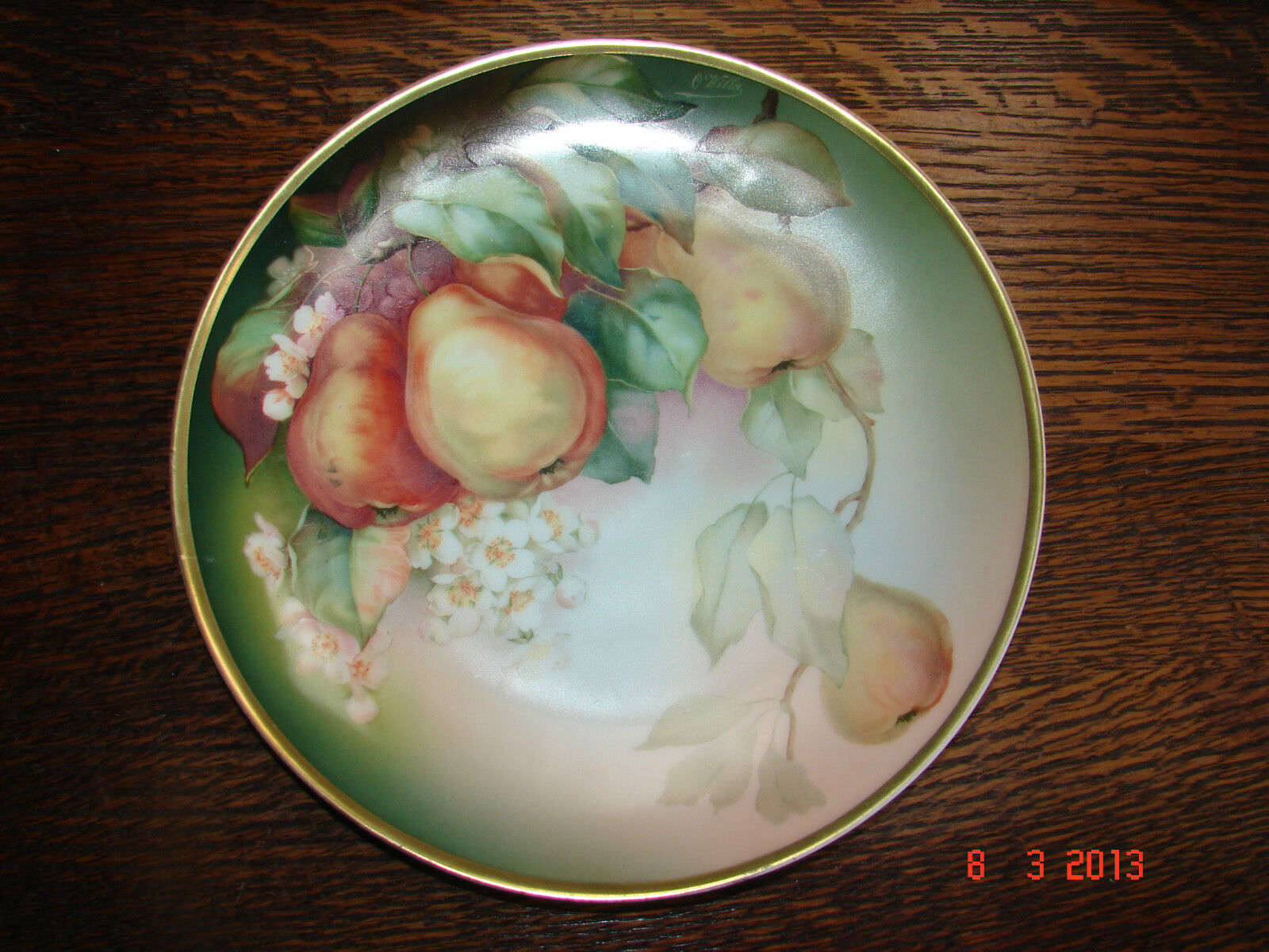 Antique Thomas Sevres Bavaria Giranada Hand Painted Fruit Plate - Signed O WILKE