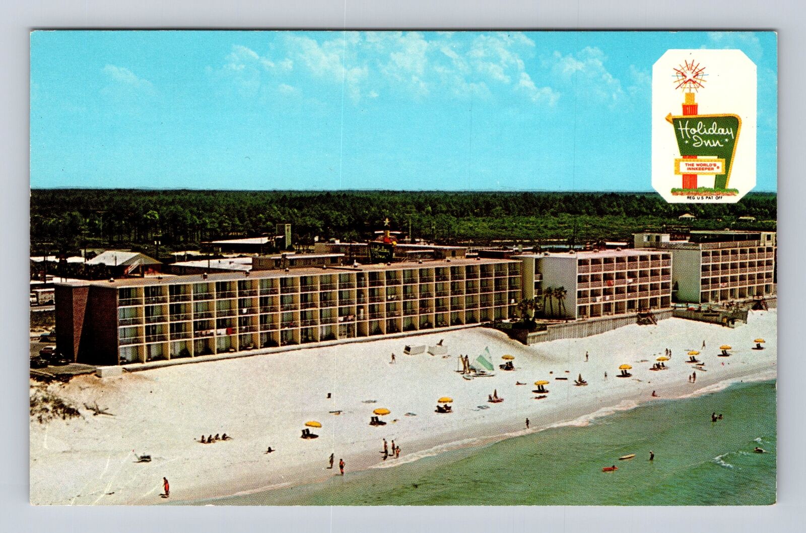 Panama City FL-Florida, Holiday Inn, Beach, Marque, Advertising Vintage Postcard