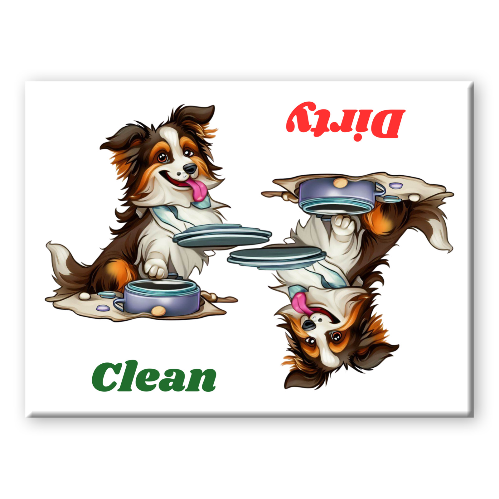 AUSTRALIAN SHEPHERD DOG Clean Dirty DISHWASHER MAGNET