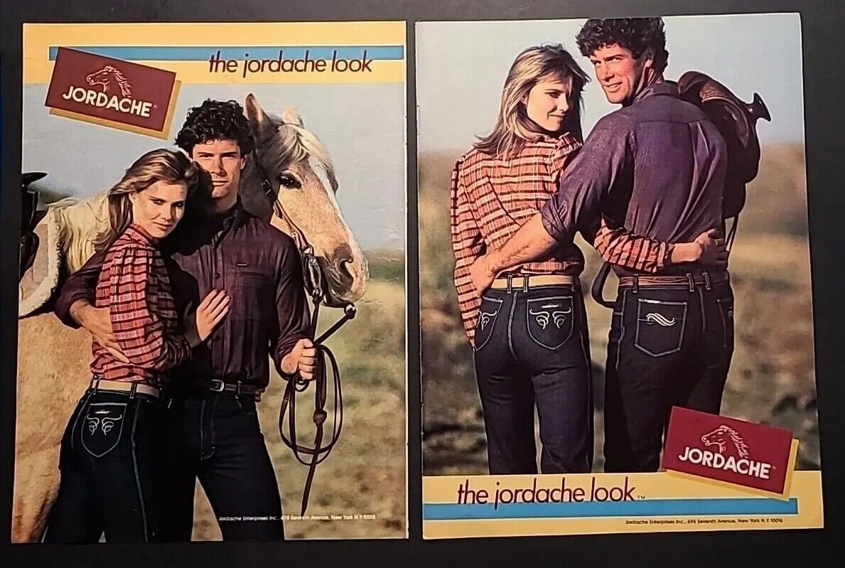 Lot of Two 1982 Jordache Clothing the jordache look 1980\'s Magazine Print Ads