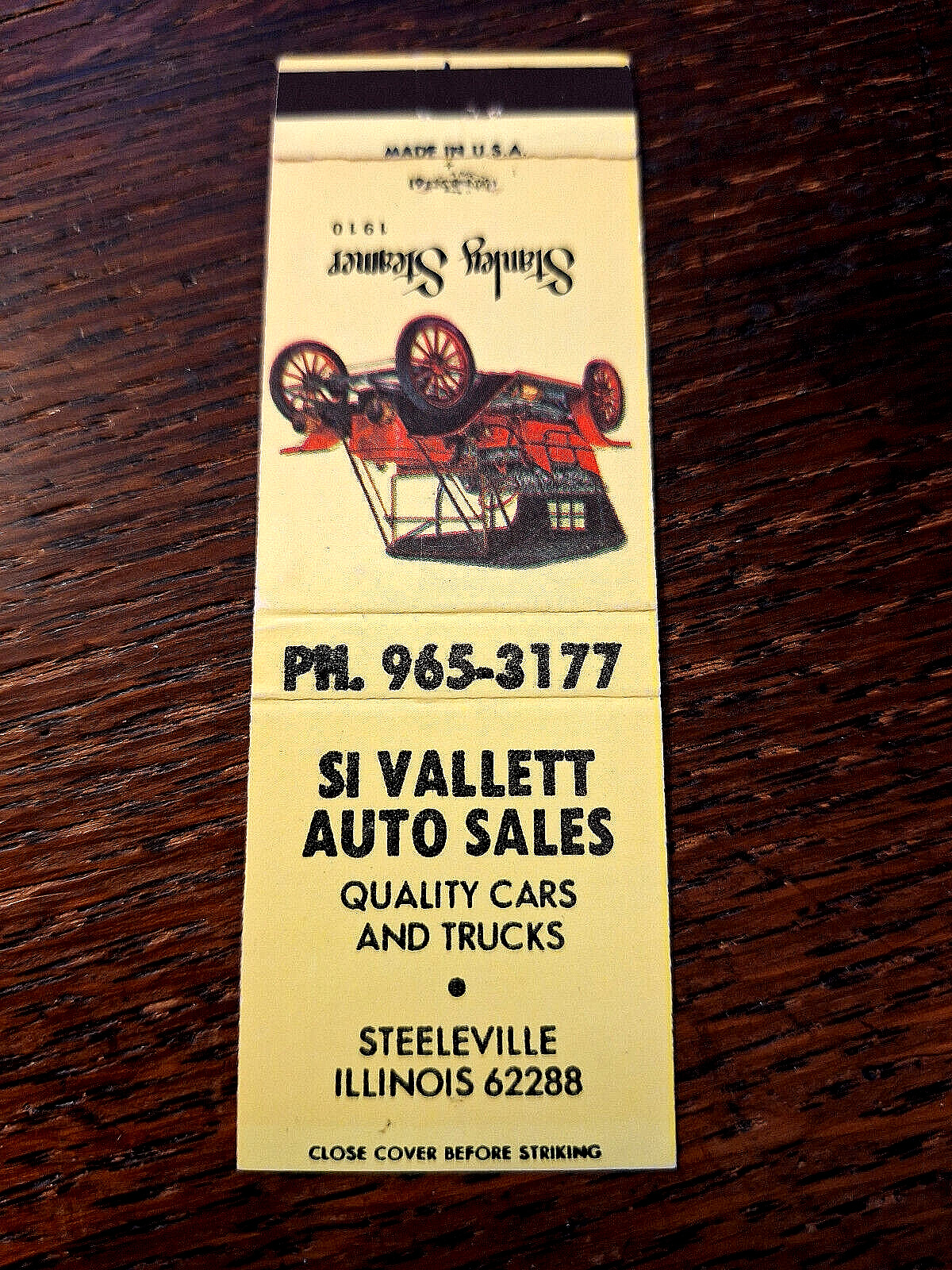 Vintage Matchbook: Si Vallett Auto Sales, Steeleville, IL