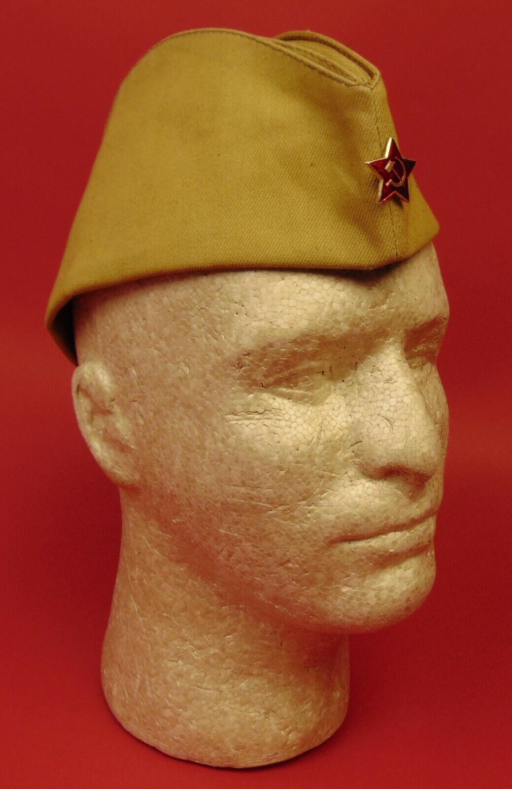 Soviet Russian WW2 Pilotka Side Cap Sz 60 XL COPY + Repro Red Star Hat Badge A+