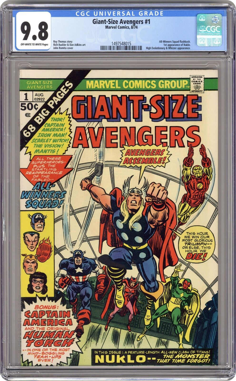 Giant Size Avengers #1 CGC 9.8 1974 1497548015