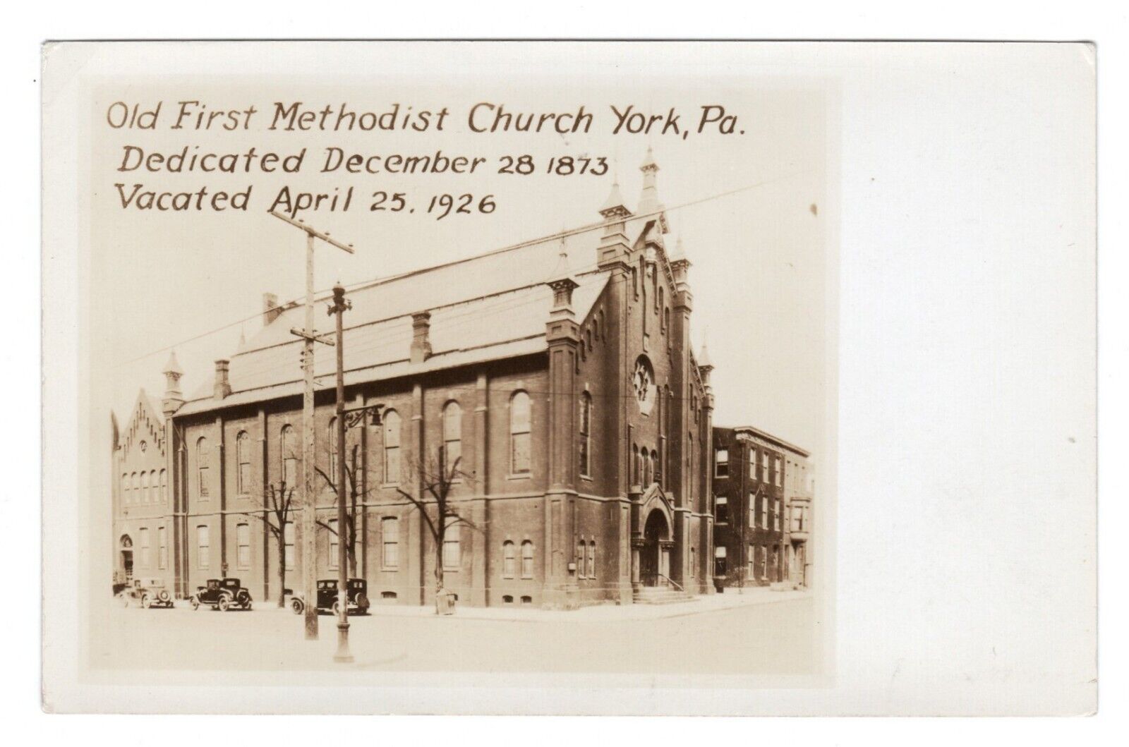 RPPC Old First Methodist Church York Pennsylvania 1924-1949 Real Photo Postcard