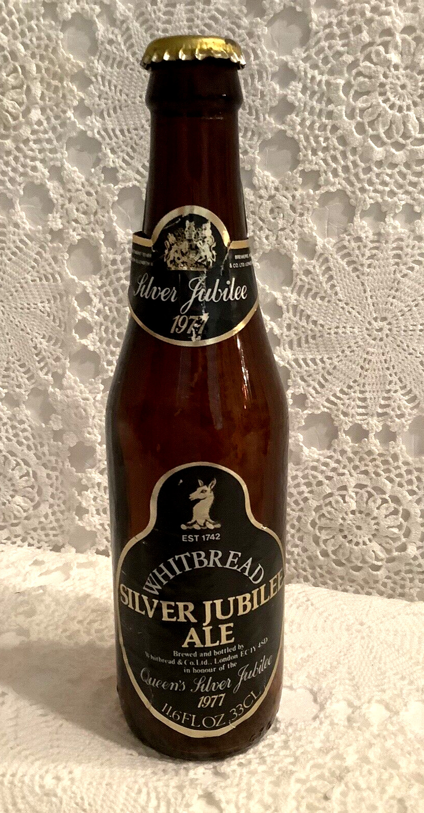 Whitbreads\' Queen Elizabeth\'s \'Silver Jubilee Ale 1977 Beer Bottle Empty