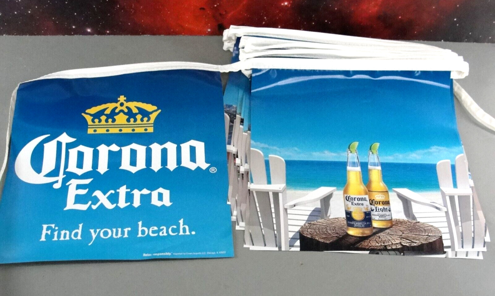 CORONA BEER 👑 VINYL STRING PENNANT BANNER FIND YOUR BEACH BAR PARTY DECOR NEW