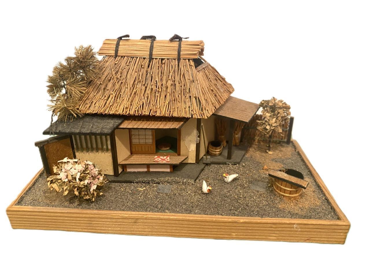 Miniature Japan Tea Rural House Model Vtg Wood Tiny Diorama TT Orig Label Asian