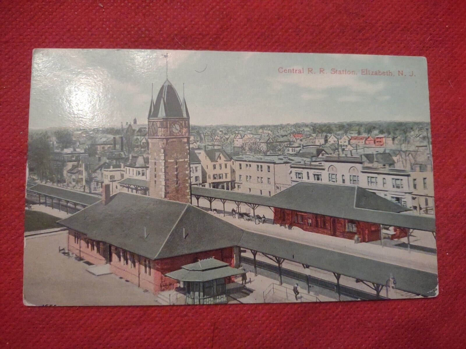 ELIZABETH N.J. CENTRAL R.R. RAILWAY STATION Vintage  Postcard 