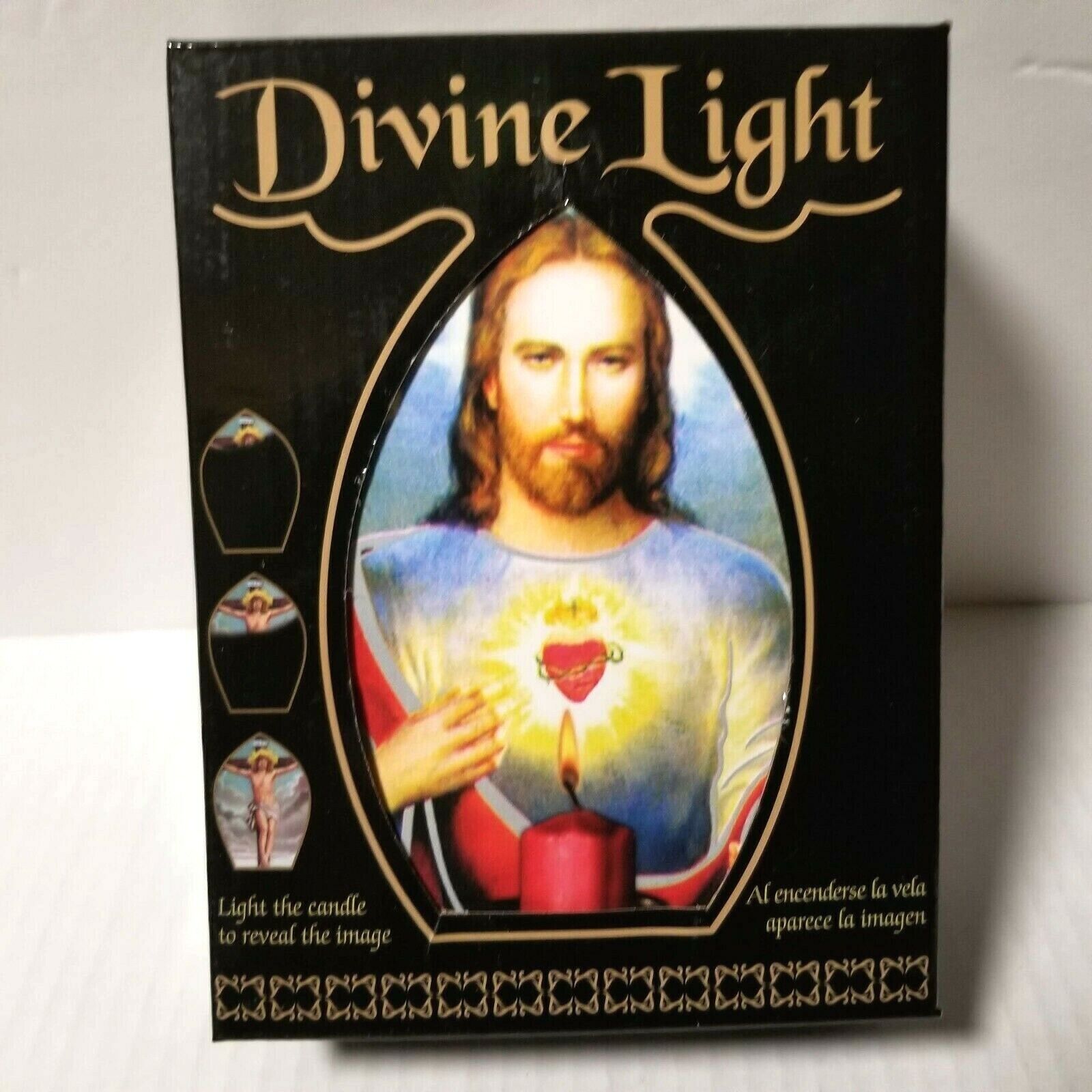 Divine Light Sacred Heart of Jesus Religious Candle Holder Bronze Reusable NEW
