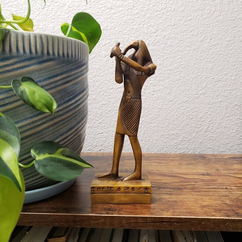 Uniqu Egyptian God Thoth Statue Collectible - Made in Egypt - repaired Handmade 