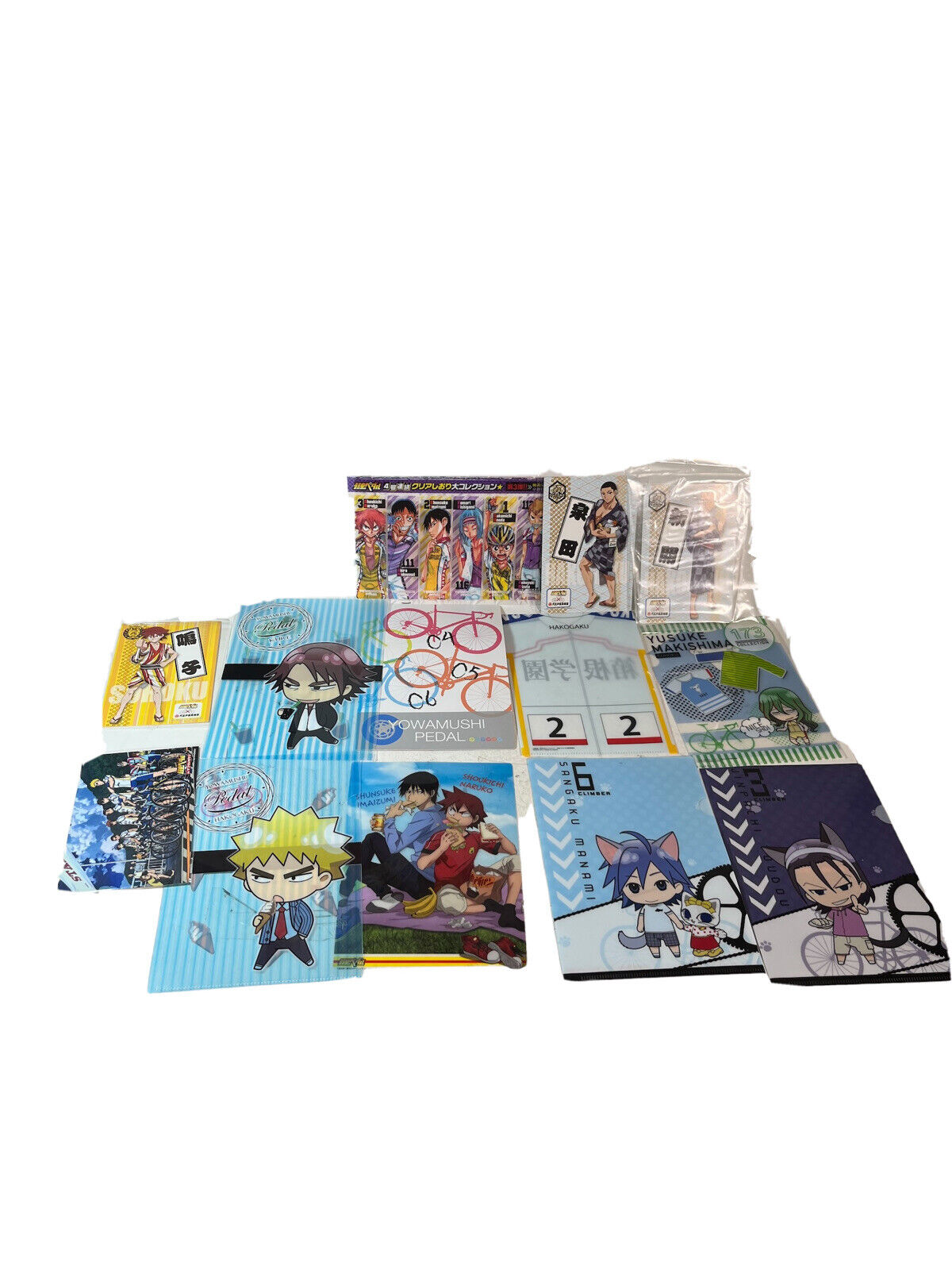 Yowamushi Pedal Lot Of Branded Items 7 Clear file folder 6x9” 4 Post Cards Anime