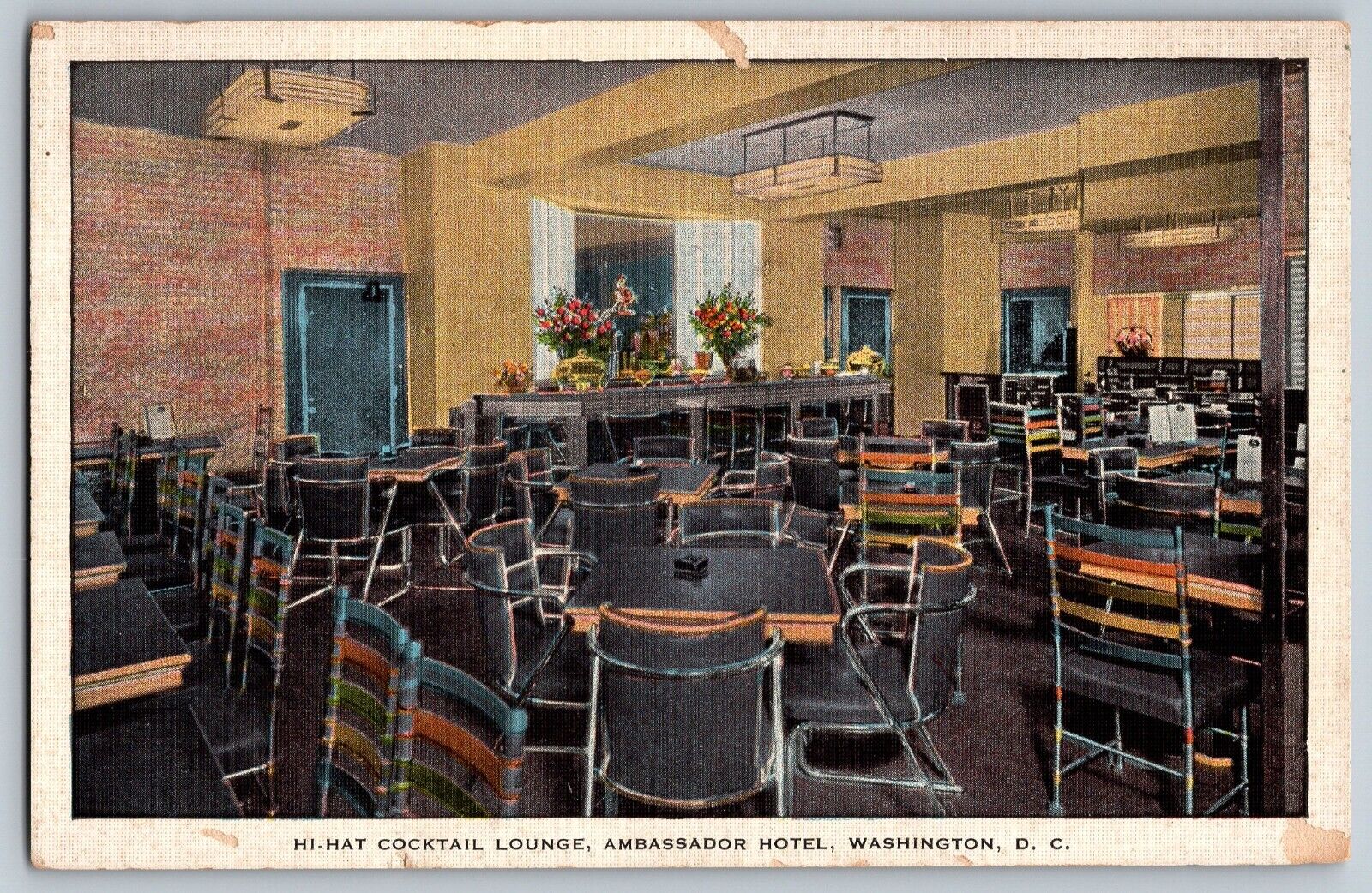 Washington DC - Hi-Hat Cocktail Lounge at Ambassador Hotel - Vintage Postcard