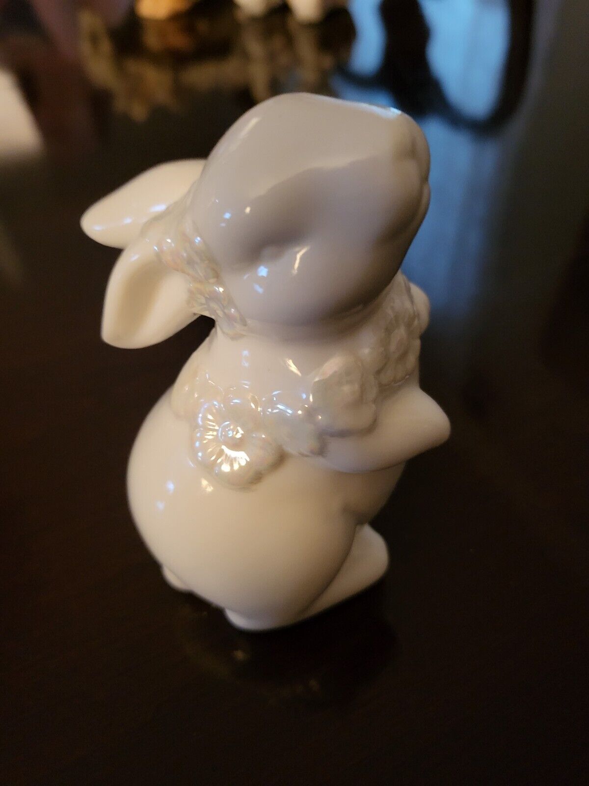 Pearlescent White Ceramic Bunny Figurine