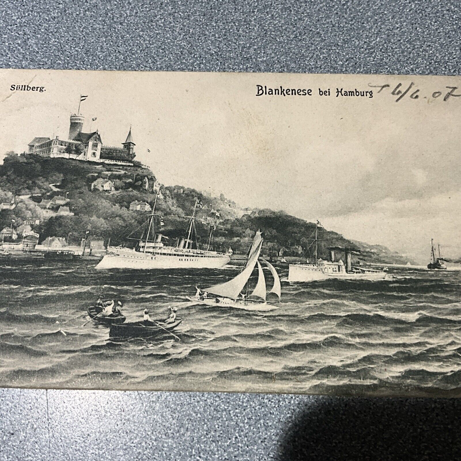 Süllberg castle and  Blankenese bei Hamburg Germany Postcard 1907  posted