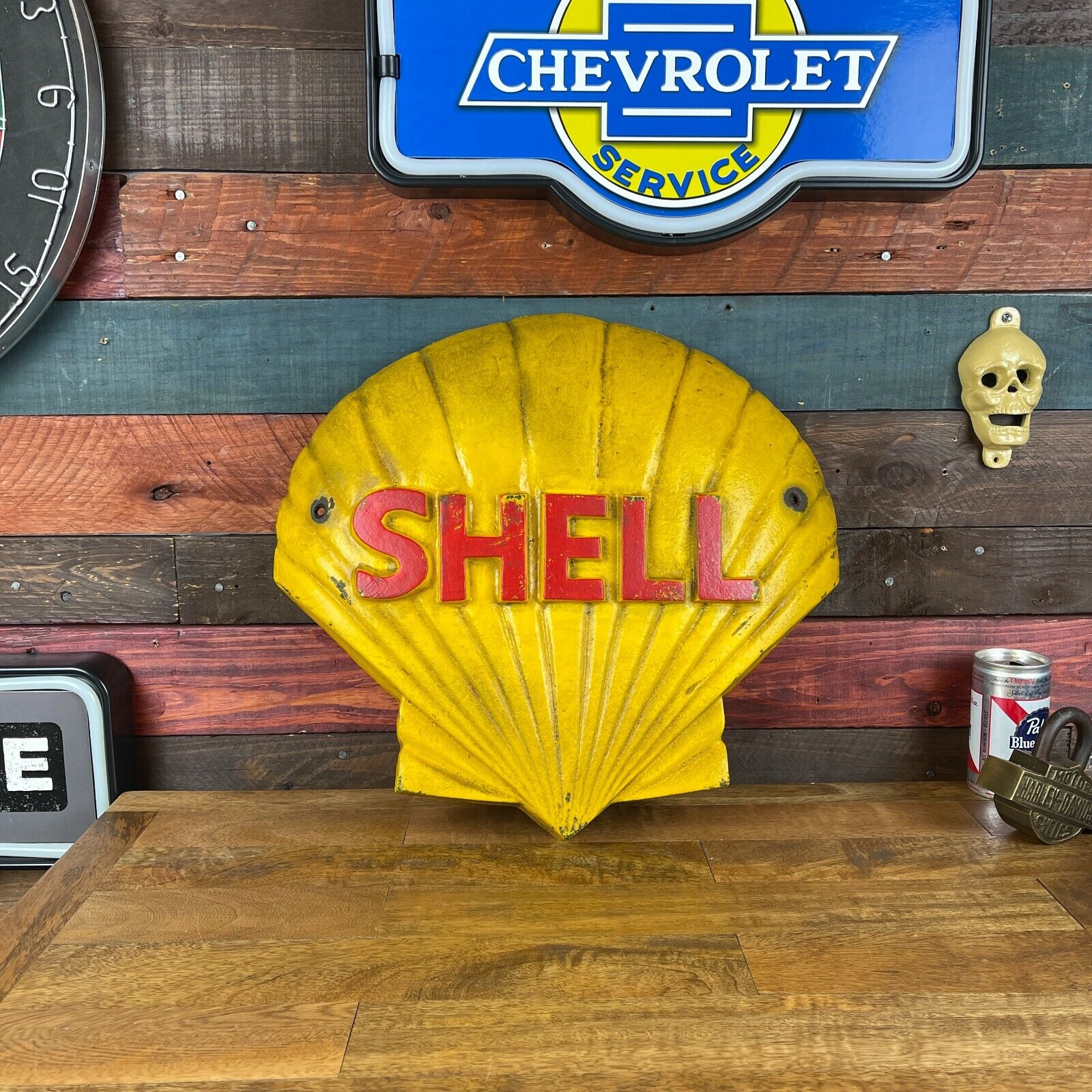 Shell Clam Logo Cast Iron Sign W/ Antique Finish, 16\