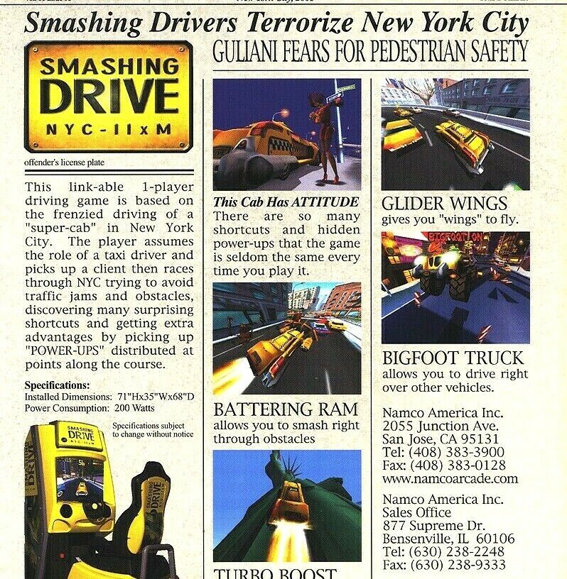 Smashing Drive Arcade Flyer Original Video Game Art Print Promo Sheet 2001