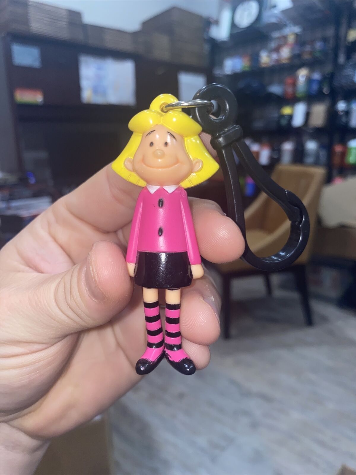 Blonde Figure Girl Backpack Clip Keychain Key Ring Hangtag Fob *148-Y