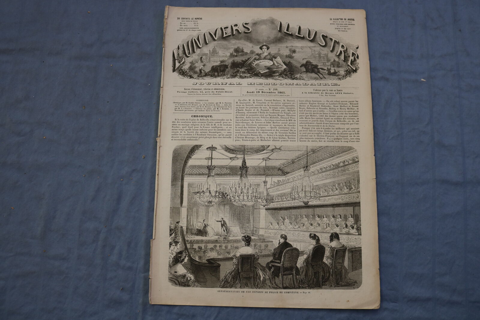 1861 DEC 19 L'UNIVERS ILLUSTRE JOURNAL -NOS INTIMES AU PALAIS - FRENCH - NP 8560