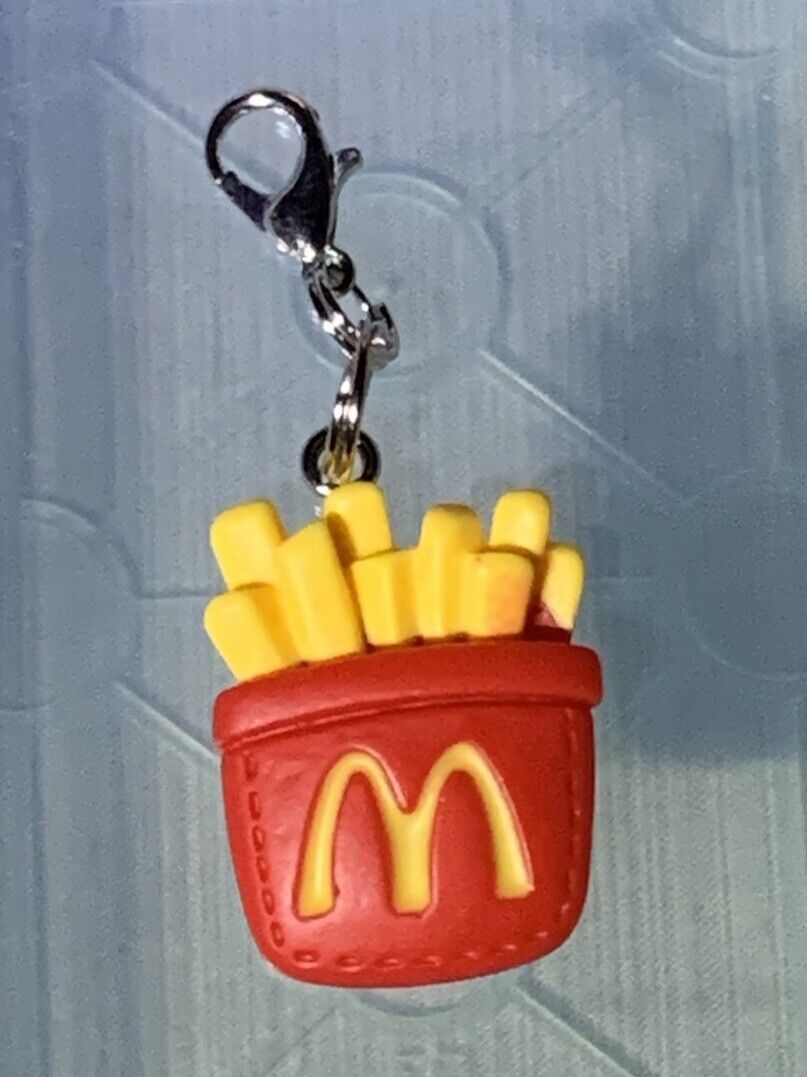 Silver McDonald\'s French Fry Charm Zipper Pull & Keychain Add On Clip