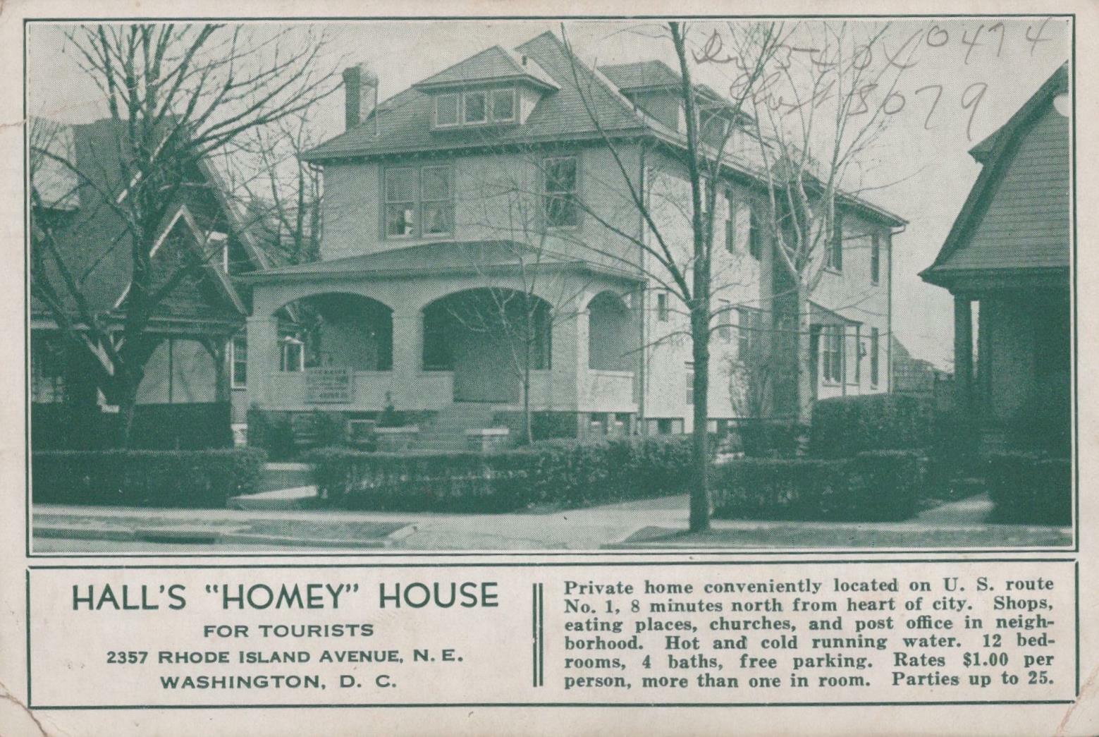 Postcard Hall\'s Homey House Washington DC 1942