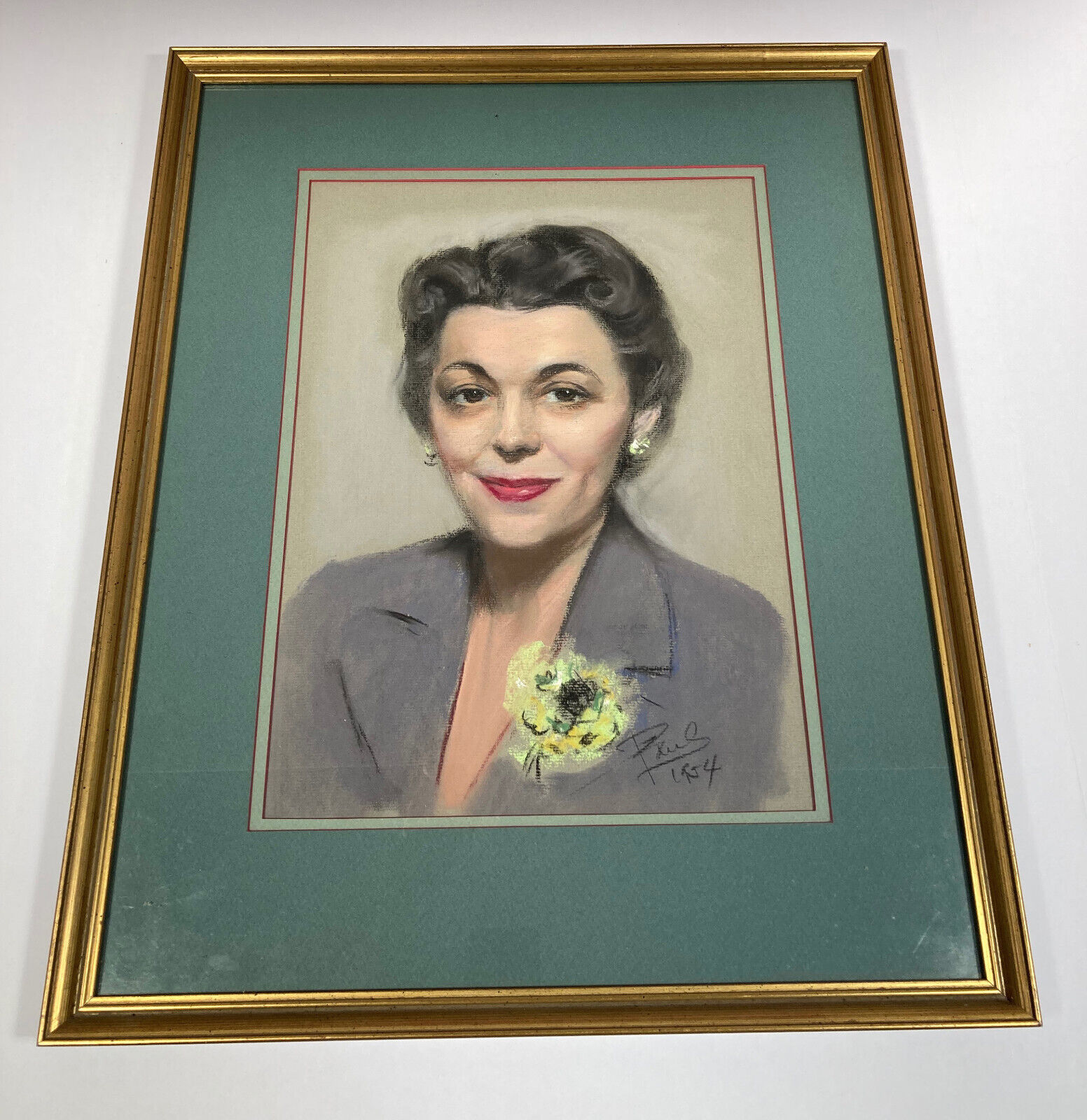 VTG Antique Amon Carter Wife Minnie Smith Pastel Portrait 1954 Fort Worth Texas