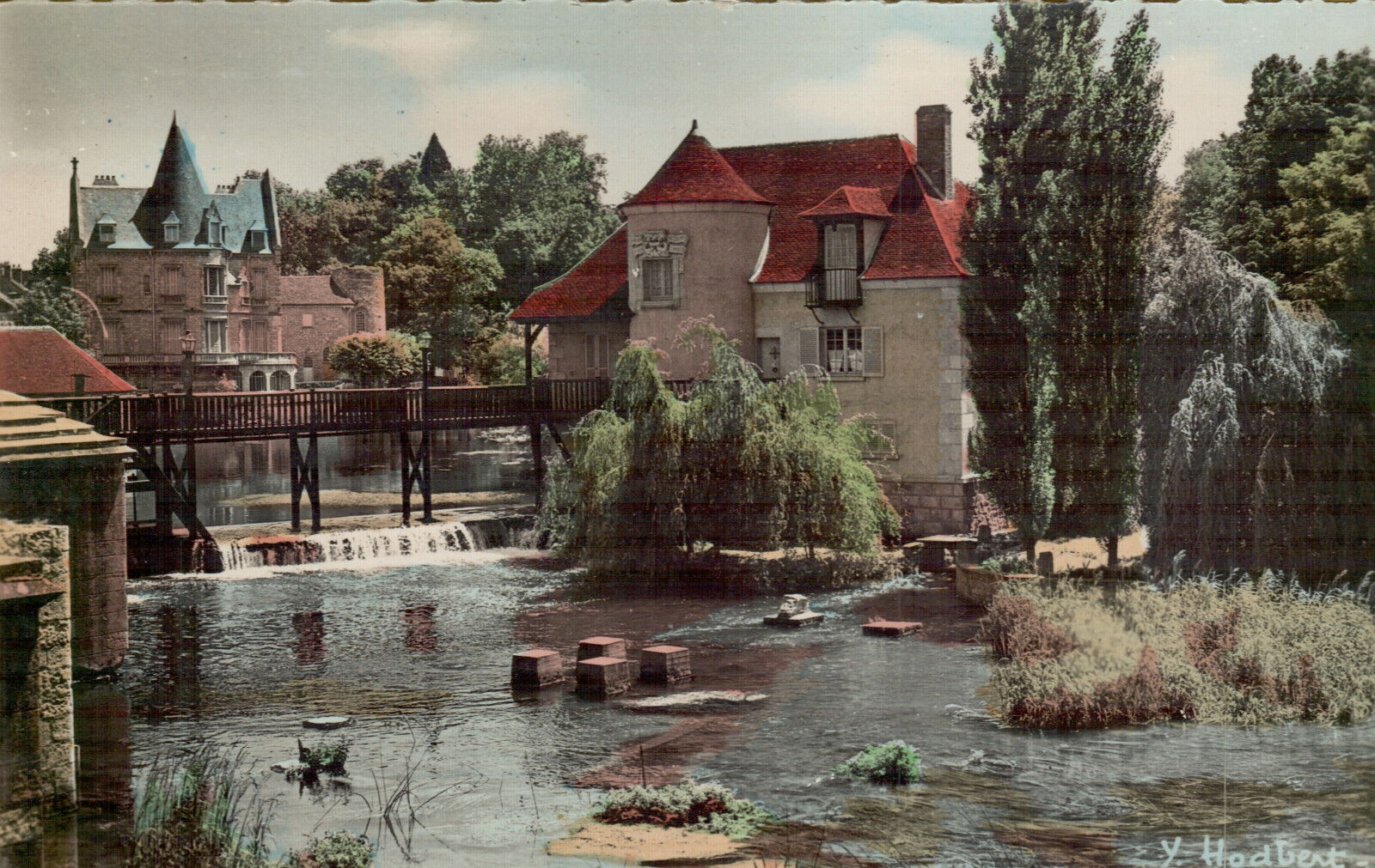 Postcard Moret-sur-Loing, France House Built on the Site of an Old Mill Vintage