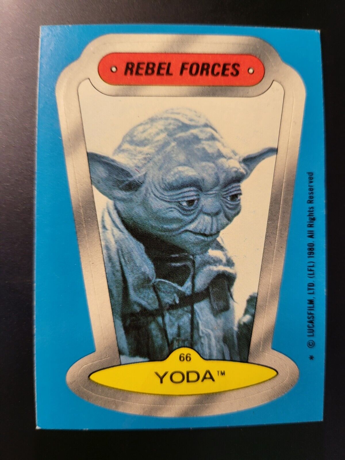 1980 Topps The Empire Strikes Yoda RC Rebel Forces Sticker Card #66