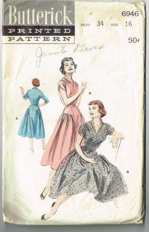 Seven Day Wonder Dress Pattern Butterick 6946 Size 16 B 34 1950’s Vintage RARE