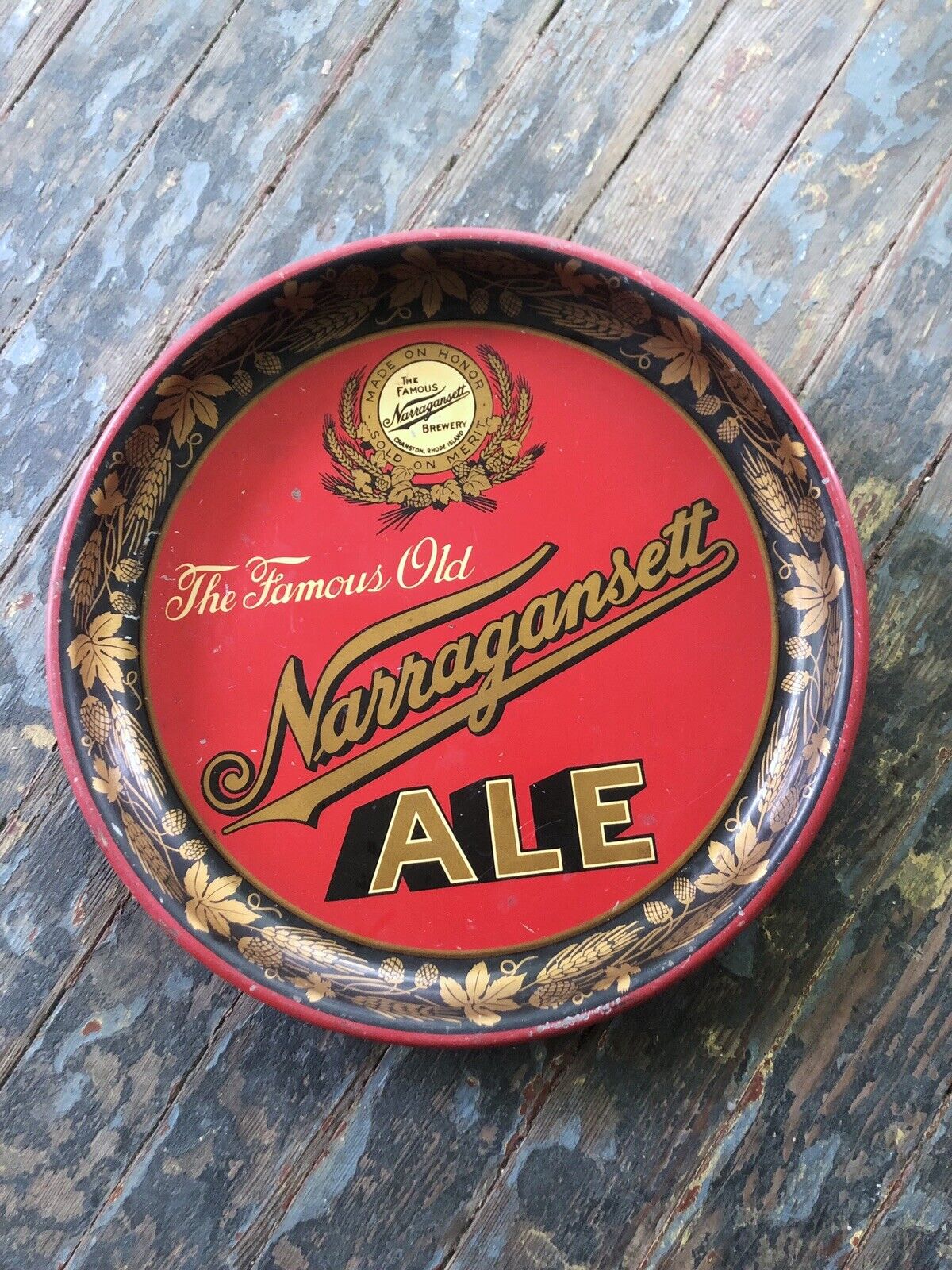 Vintage/Antique Narragansett Banquet Ale Metal Beer Tray Rhode Island USA