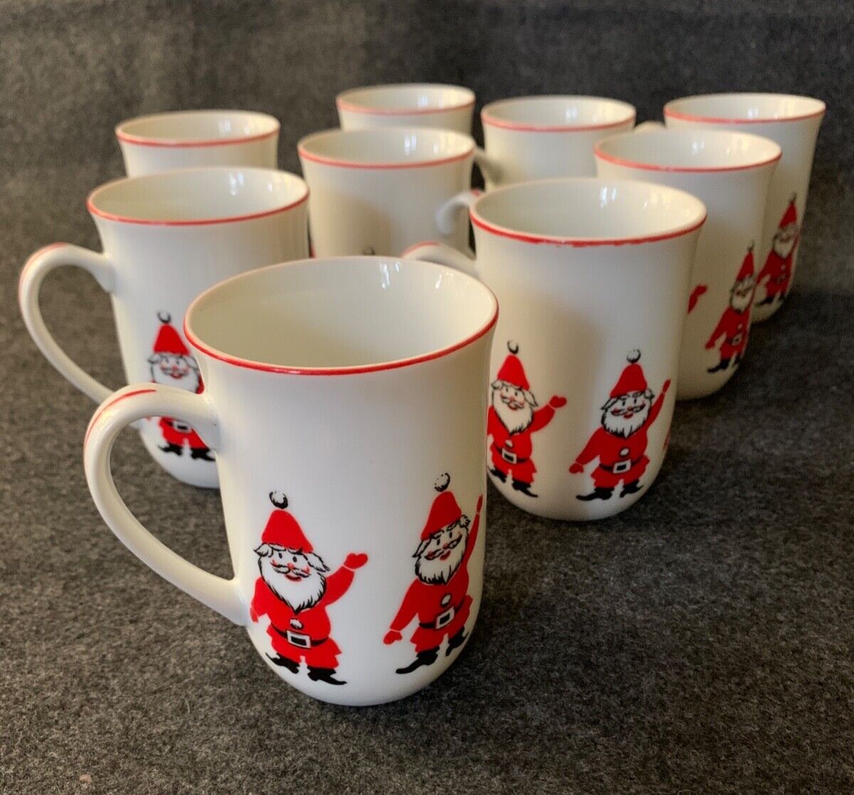 Vintage George Briard Waving Santa Coffee Tea Hot Chocolate Mugs -  Lot of 9