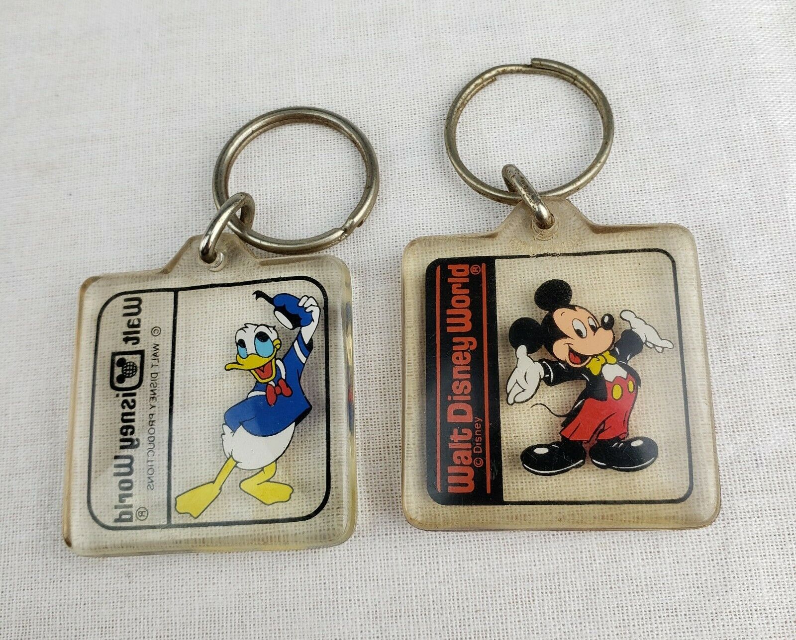 Rare Vintage Walt Disney World Mickey Mouse & Donald Duck Key Chains Lot of 2