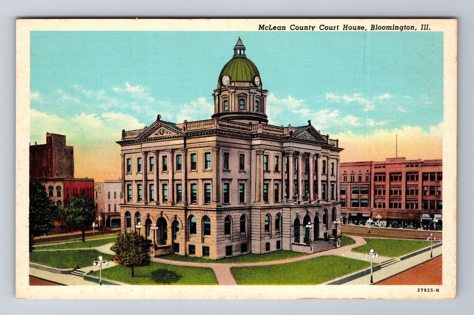 Bloomington IL-Illinois, McLean County Court House, Antique Vintage Postcard