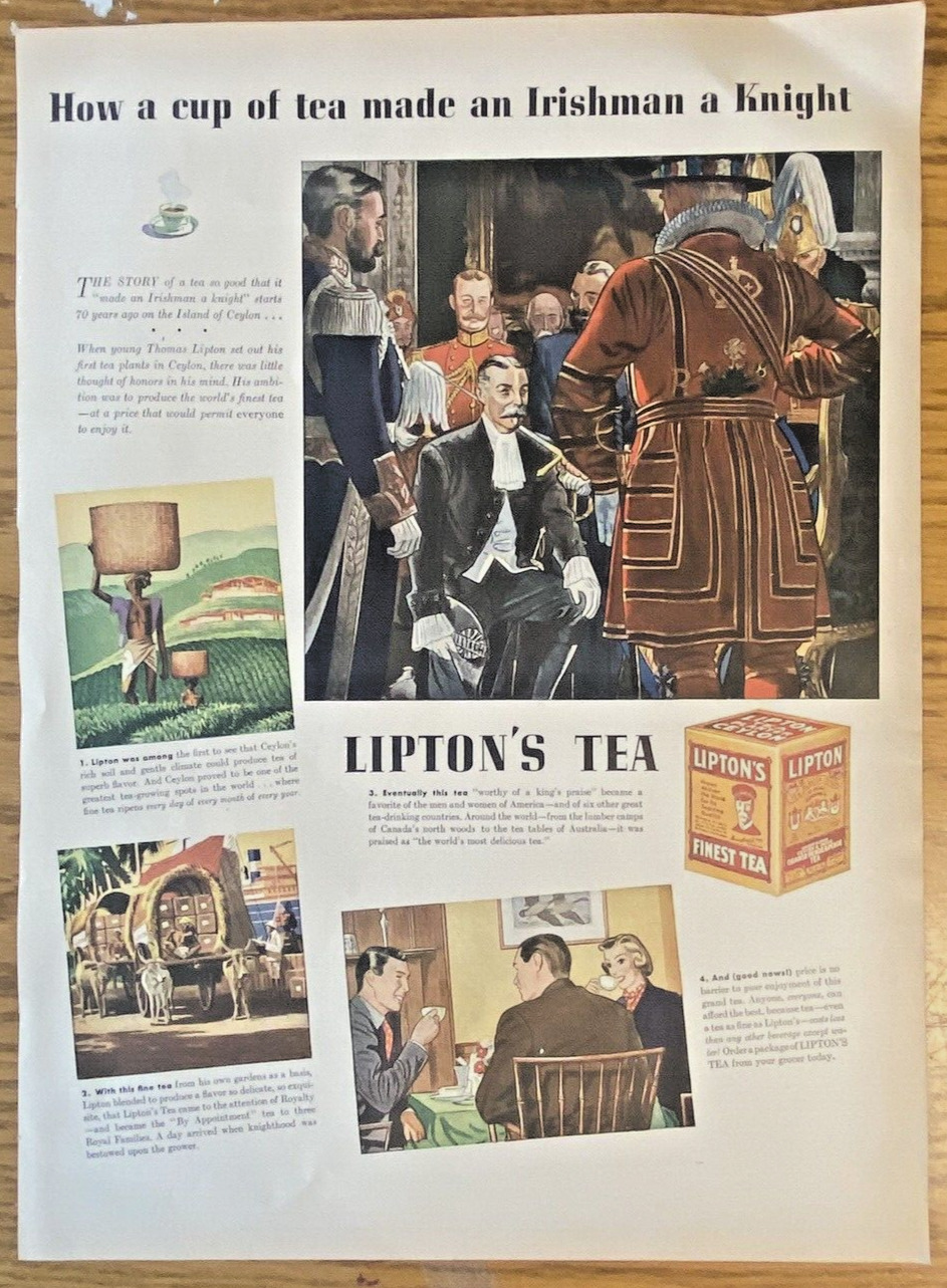 LIPTON TEA Vintage Magazine Advertisement 1930s Full Page 14x10\